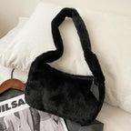 Simple And Stylish Women Soft Plush Winter Furry Shoulder Bags For Ladies And Girls Designer Clutch Handbag For Female Stevvex