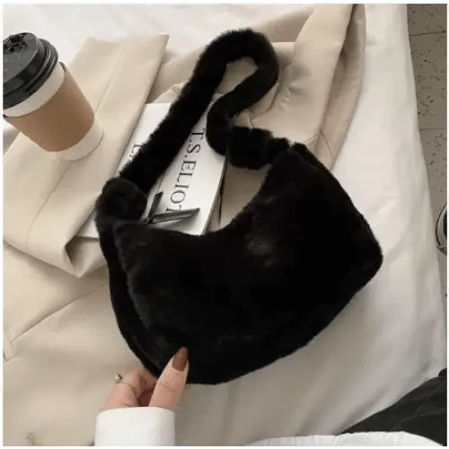 Simple And Stylish Women Soft Plush Winter Furry Shoulder Bags For Ladies And Girls Designer Clutch Handbag For Female Stevvex