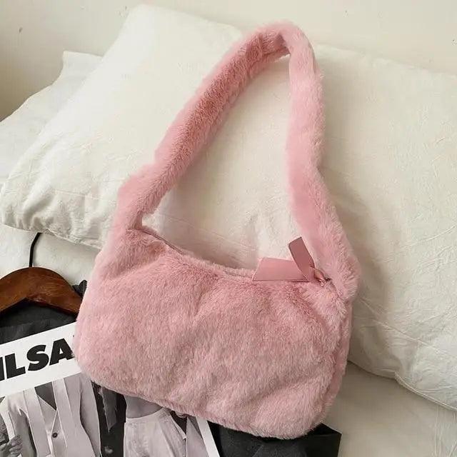 Simple And Stylish Women Soft Plush Winter Furry Shoulder Bags For Ladies And Girls Designer Clutch Handbag For Female Stevvex