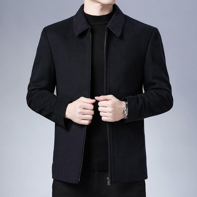 Simple Black Men Casual Jacket Luxury Fashion Autumn Winter Men Clothing Classic Jacket Solid Color Jacket Male Casual Outdoor Warm Lightweight Jackets Stevvex
