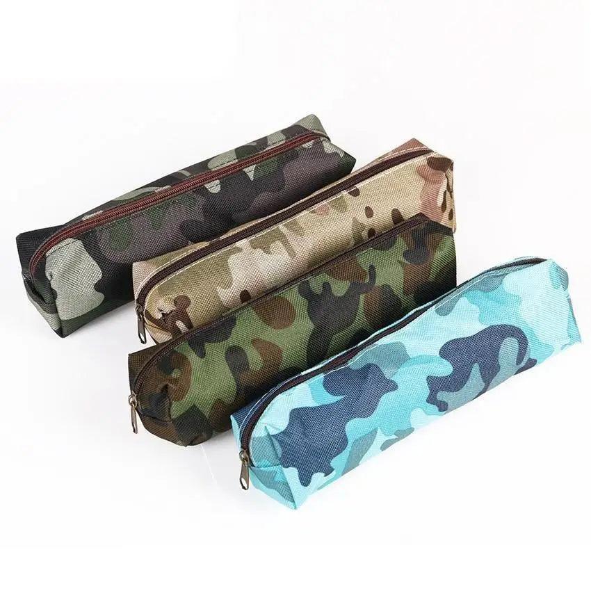 Simple Camouflage Cool Pencil Case Soft Black Pencil Holder For Boys Stylish Pouch For Office And Schools Stevvex