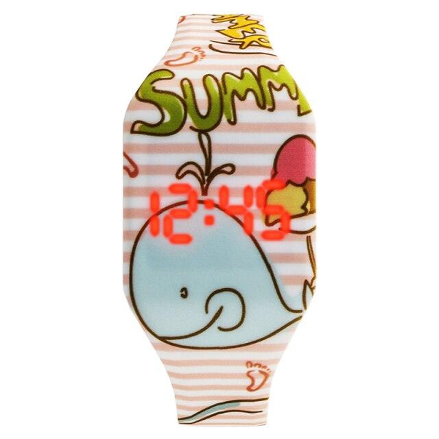Simple Cartoon Digital Watches For Kids Student LED Display Cute Design Children Girls LED Digital Waterproof Electronic Clock Kids Student Flamingo Digital Sport Watch For Boys Girls Kid Stevvex