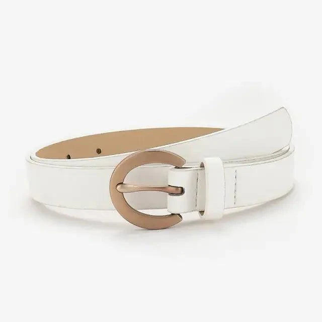 Simple Double Round Buckle PU Leather Waist Strap Vintage Design Double O-Ring Buckle  Women Leather Belt For Jeans And Dresses Stevvex