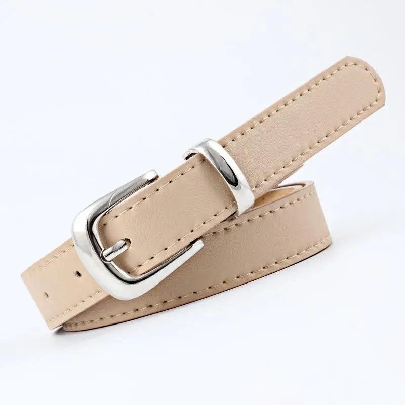 Simple Double Round Buckle PU Leather Waist Strap Vintage Design Double O-Ring Buckle  Women Leather Belt For Jeans And Dresses Stevvex