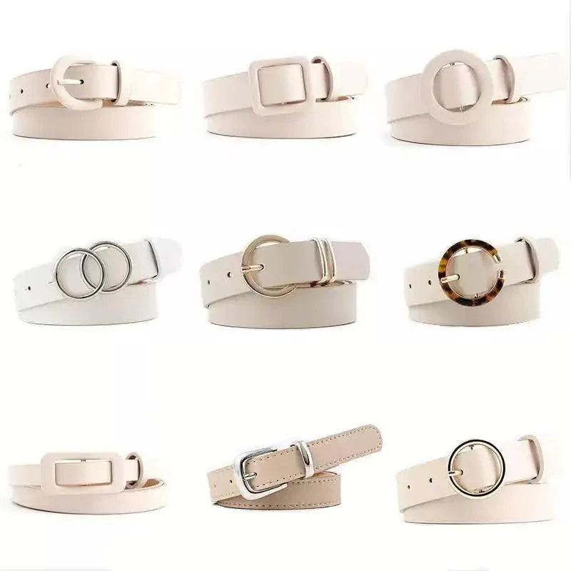 Simple Double Round Buckle PU Leather Waist Strap Vintage Design Double O-Ring Buckle  Women Leather Belt For Jeans And Dresses Stevvex