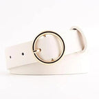 Simple Double Round Buckle PU Leather Waist Strap Vintage Design Double O-Ring Buckle  Women Leather Belt For Jeans And Dresses Stevvex