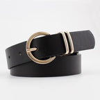 Simple Double Round Buckle PU Leather Waist Strap Vintage Design Double O-Ring Buckle  Women Leather Belt For Jeans And Dresses Stevvex
