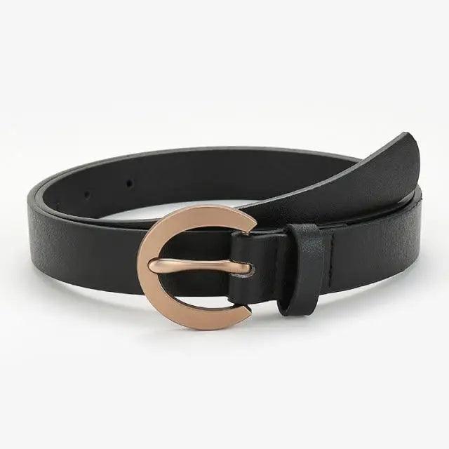 Simple Double Round Buckle PU Leather Waist Strap Vintage Design Double O-Ring Buckle  Women Leather Belt For Jeans And Dresses Stevvex