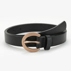 Simple Double Round Buckle PU Leather Waist Strap Vintage Design Double O-Ring Buckle  Women Leather Belt For Jeans And Dresses Stevvex