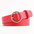 Simple Double Round Buckle PU Leather Waist Strap Vintage Design Double O-Ring Buckle  Women Leather Belt For Jeans And Dresses Stevvex