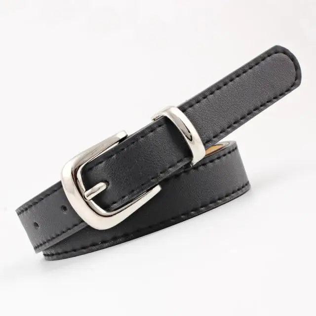 Simple Double Round Buckle PU Leather Waist Strap Vintage Design Double O-Ring Buckle  Women Leather Belt For Jeans And Dresses Stevvex