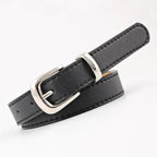 Simple Double Round Buckle PU Leather Waist Strap Vintage Design Double O-Ring Buckle  Women Leather Belt For Jeans And Dresses Stevvex