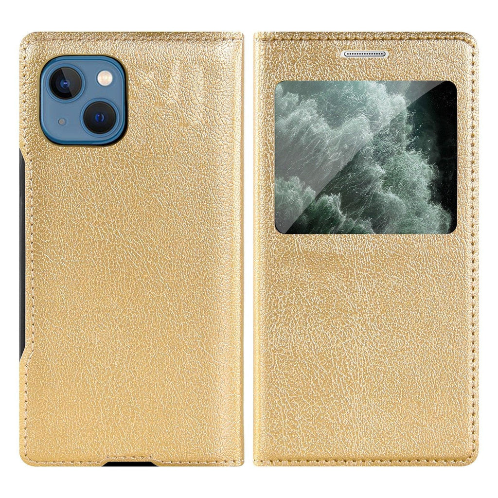 Simple Flip Ultra Thin Window Cover Leather Phone Case For iPhone 14 13 12 11 Pro Mini Luxury Leather Wallet Case Flip Cover Classic Simple iphone case Stevvex