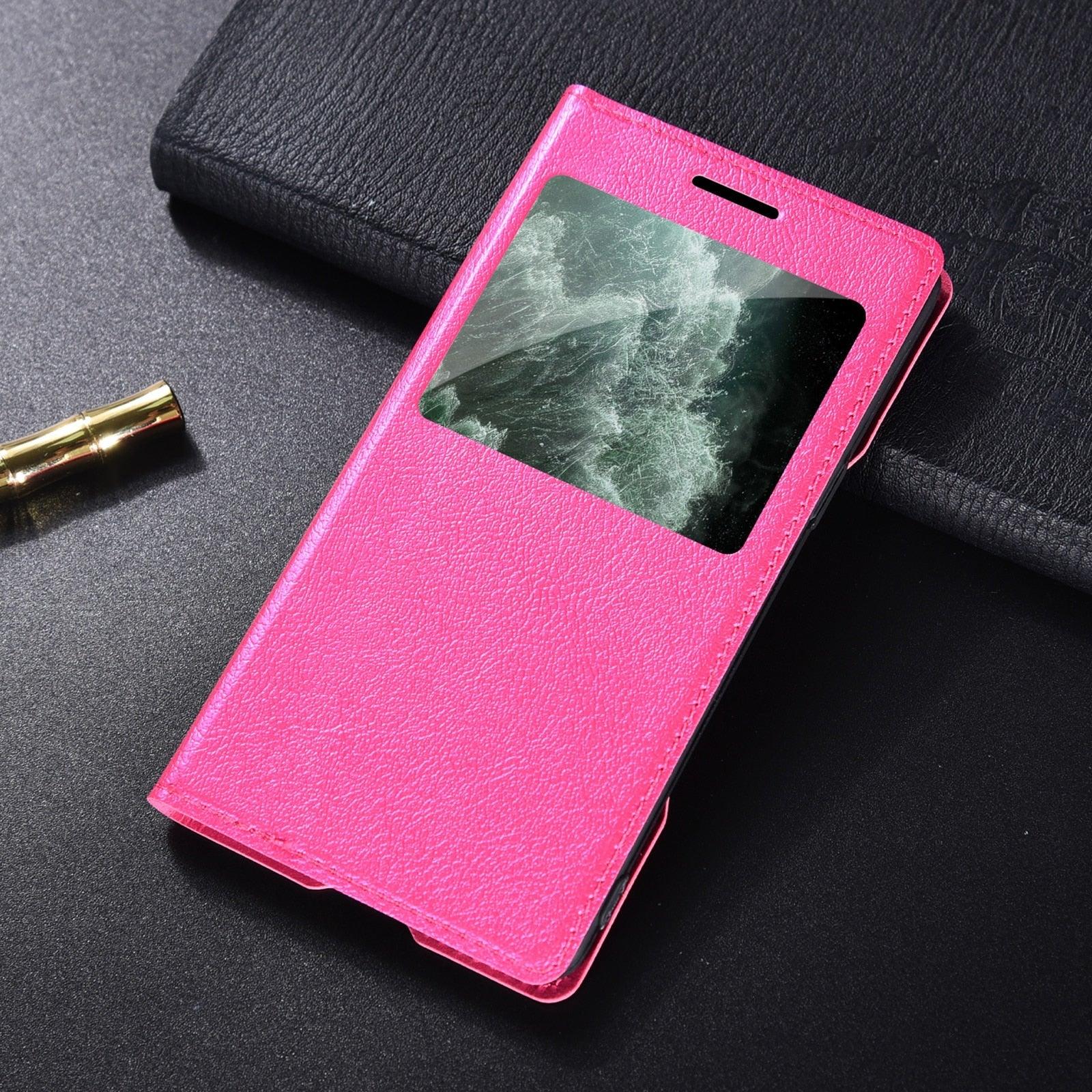 Simple Flip Ultra Thin Window Cover Leather Phone Case For iPhone 14 13 12 11 Pro Mini Luxury Leather Wallet Case Flip Cover Classic Simple iphone case Stevvex