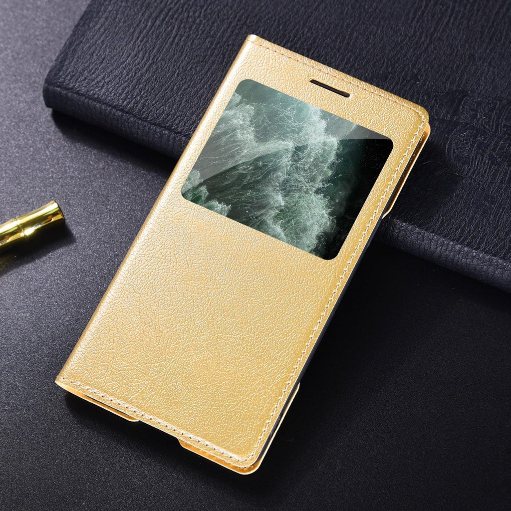 Simple Flip Ultra Thin Window Cover Leather Phone Case For iPhone 14 13 12 11 Pro Mini Luxury Leather Wallet Case Flip Cover Classic Simple iphone case Stevvex