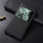 Simple Flip Ultra Thin Window Cover Leather Phone Case For iPhone 14 13 12 11 Pro Mini Luxury Leather Wallet Case Flip Cover Classic Simple iphone case Stevvex