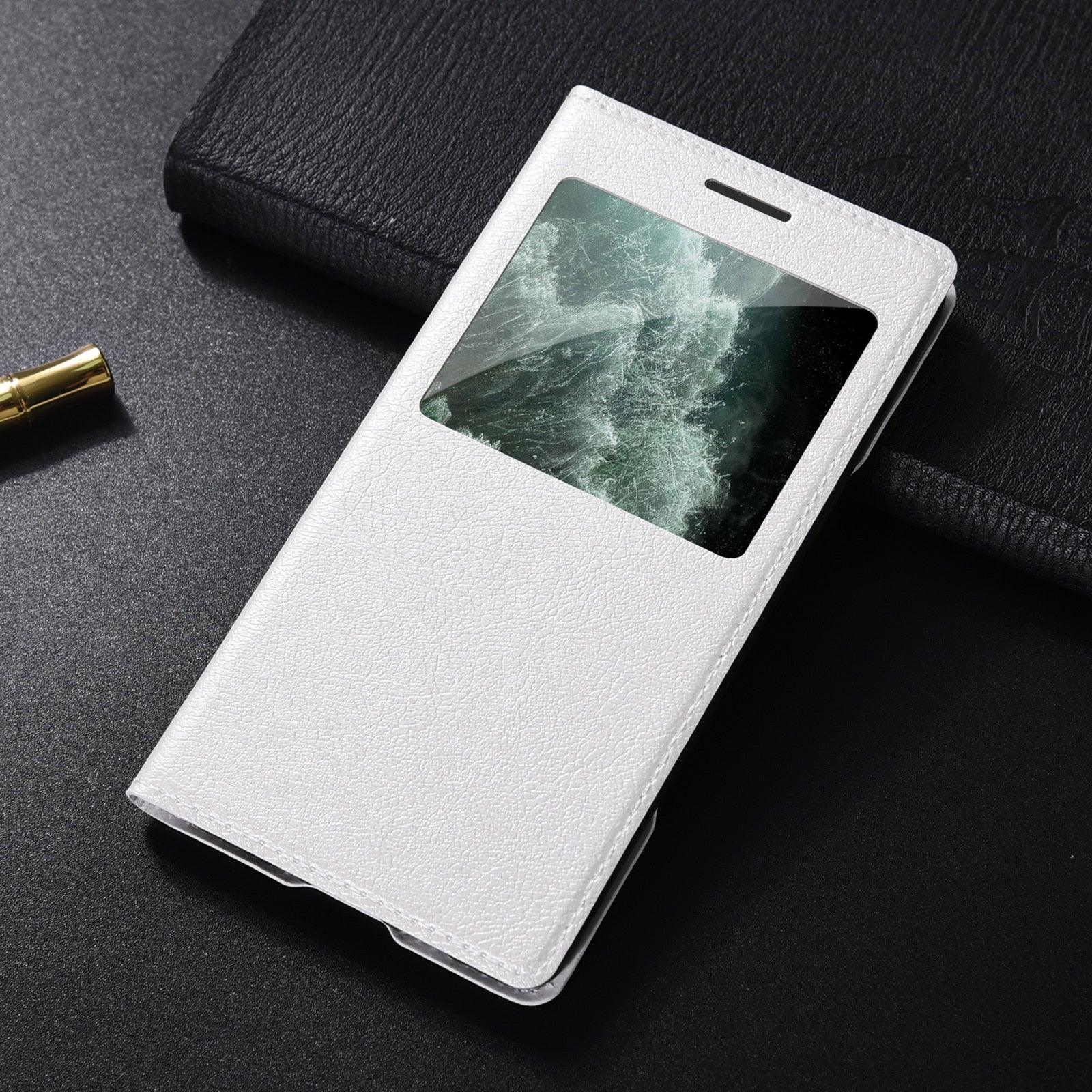 Simple Flip Ultra Thin Window Cover Leather Phone Case For iPhone 14 13 12 11 Pro Mini Luxury Leather Wallet Case Flip Cover Classic Simple iphone case Stevvex