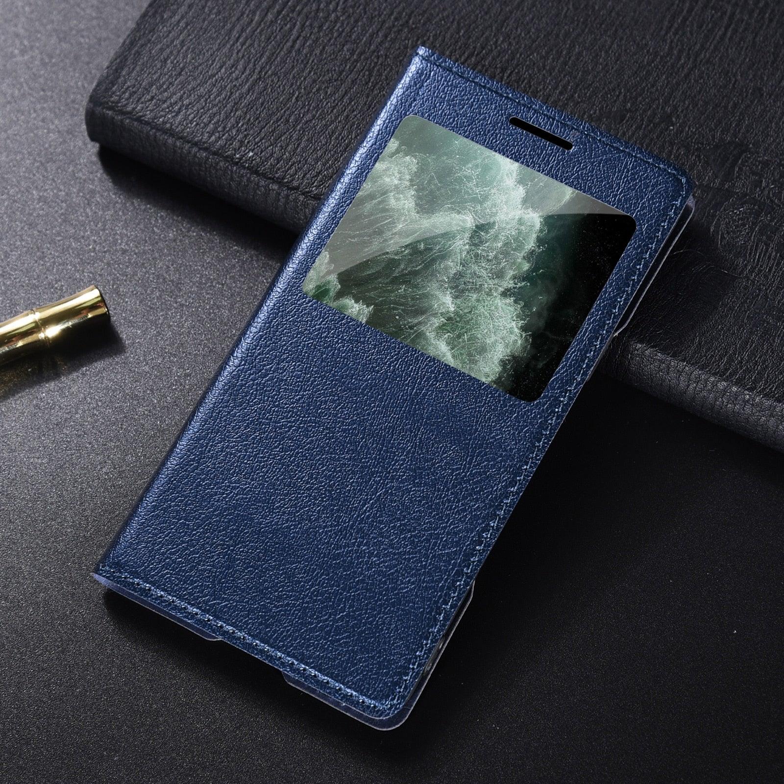 Simple Flip Ultra Thin Window Cover Leather Phone Case For iPhone 14 13 12 11 Pro Mini Luxury Leather Wallet Case Flip Cover Classic Simple iphone case Stevvex