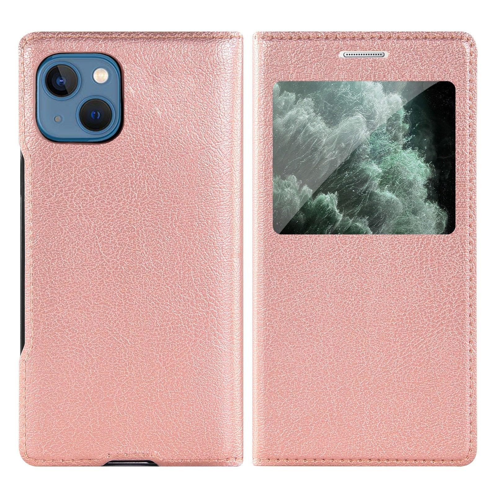 Simple Flip Ultra Thin Window Cover Leather Phone Case For iPhone 14 13 12 11 Pro Mini Luxury Leather Wallet Case Flip Cover Classic Simple iphone case Stevvex