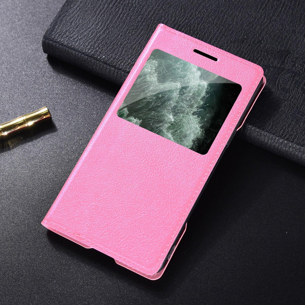 Simple Flip Ultra Thin Window Cover Leather Phone Case For iPhone 14 13 12 11 Pro Mini Luxury Leather Wallet Case Flip Cover Classic Simple iphone case Stevvex