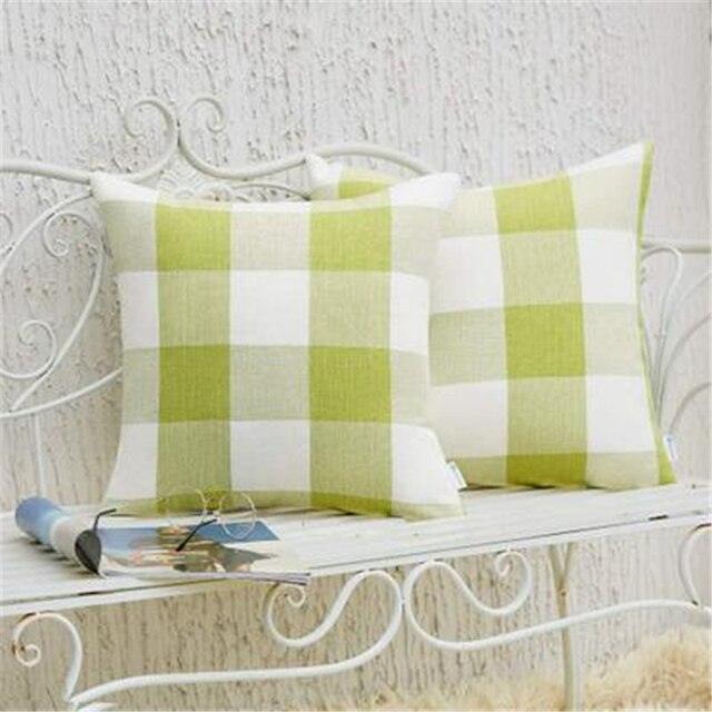 Simple Plaid Linen Pillow Case Invisible Zipper Household Hugging Pillow Case Decorative Retro Plaids Linen Throw Pillow Covers Soft Soild Decorative Cushion Case For Sofa Bedroom Pillow Case 45x4CM Stevvex