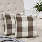 Simple Plaid Linen Pillow Case Invisible Zipper Household Hugging Pillow Case Decorative Retro Plaids Linen Throw Pillow Covers Soft Soild Decorative Cushion Case For Sofa Bedroom Pillow Case 45x4CM Stevvex