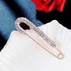 Simple Rhinestone Large Safety Pins For Cardigan Coat Sweater Costume Jewelry Women Accessories Women's Safety Pin with Crystal and Faux Pearls Stevvex