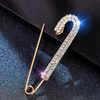 Simple Rhinestone Large Safety Pins For Cardigan Coat Sweater Costume Jewelry Women Accessories Women's Safety Pin with Crystal and Faux Pearls Stevvex