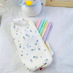 Simple Small Flowers White Fresh Style Pencil Bag Students Pencil Cases Unique Makeup Lightweight Cosmetic Bag Pouch Stevvex