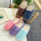 Simple Solid Soft Plush Slippers For Men And Women Winter Warm Indoor Non-slip Slippers Shoes Comfortable Memory Foam Slippers For Women's And Men's Casual House Shoes Stevvex