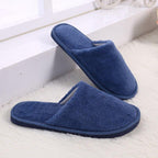 Simple Solid Soft Plush Slippers For Men And Women Winter Warm Indoor Non-slip Slippers Shoes Comfortable Memory Foam Slippers For Women's And Men's Casual House Shoes Stevvex
