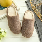 Simple Solid Soft Plush Slippers For Men And Women Winter Warm Indoor Non-slip Slippers Shoes Comfortable Memory Foam Slippers For Women's And Men's Casual House Shoes Stevvex