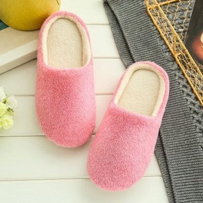 Simple Solid Soft Plush Slippers For Men And Women Winter Warm Indoor Non-slip Slippers Shoes Comfortable Memory Foam Slippers For Women's And Men's Casual House Shoes Stevvex
