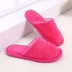 Simple Solid Soft Plush Slippers For Men And Women Winter Warm Indoor Non-slip Slippers Shoes Comfortable Memory Foam Slippers For Women's And Men's Casual House Shoes Stevvex