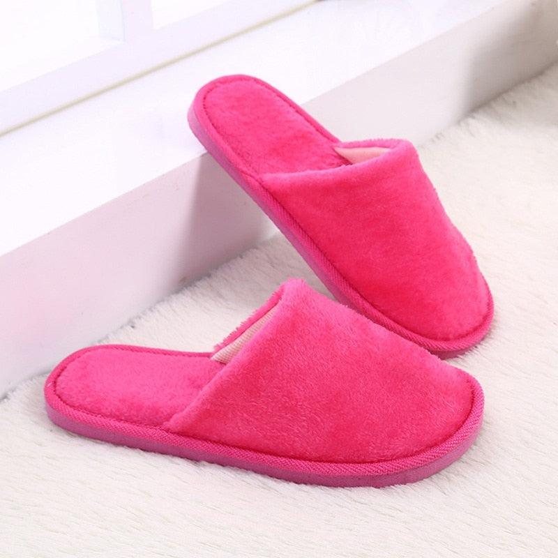 Simple Solid Soft Plush Slippers For Men And Women Winter Warm Indoor Non-slip Slippers Shoes Comfortable Memory Foam Slippers For Women's And Men's Casual House Shoes Stevvex
