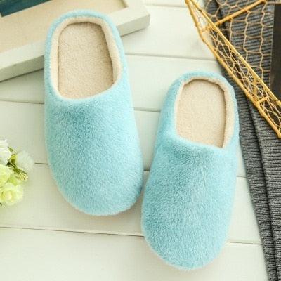 Simple Solid Soft Plush Slippers For Men And Women Winter Warm Indoor Non-slip Slippers Shoes Comfortable Memory Foam Slippers For Women's And Men's Casual House Shoes Stevvex