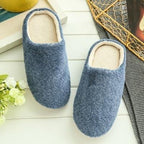 Simple Solid Soft Plush Slippers For Men And Women Winter Warm Indoor Non-slip Slippers Shoes Comfortable Memory Foam Slippers For Women's And Men's Casual House Shoes Stevvex