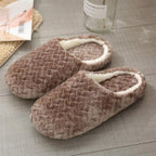 Simple Solid Soft Plush Slippers For Men And Women Winter Warm Indoor Non-slip Slippers Shoes Comfortable Memory Foam Slippers For Women's And Men's Casual House Shoes Stevvex