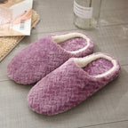 Simple Solid Soft Plush Slippers For Men And Women Winter Warm Indoor Non-slip Slippers Shoes Comfortable Memory Foam Slippers For Women's And Men's Casual House Shoes Stevvex