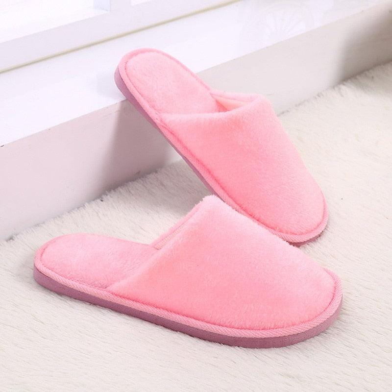 Simple Solid Soft Plush Slippers For Men And Women Winter Warm Indoor Non-slip Slippers Shoes Comfortable Memory Foam Slippers For Women's And Men's Casual House Shoes Stevvex