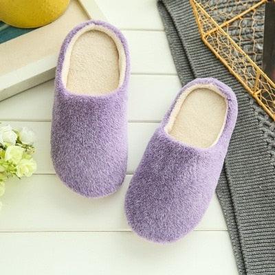 Simple Solid Soft Plush Slippers For Men And Women Winter Warm Indoor Non-slip Slippers Shoes Comfortable Memory Foam Slippers For Women's And Men's Casual House Shoes Stevvex