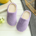 Simple Solid Soft Plush Slippers For Men And Women Winter Warm Indoor Non-slip Slippers Shoes Comfortable Memory Foam Slippers For Women's And Men's Casual House Shoes Stevvex