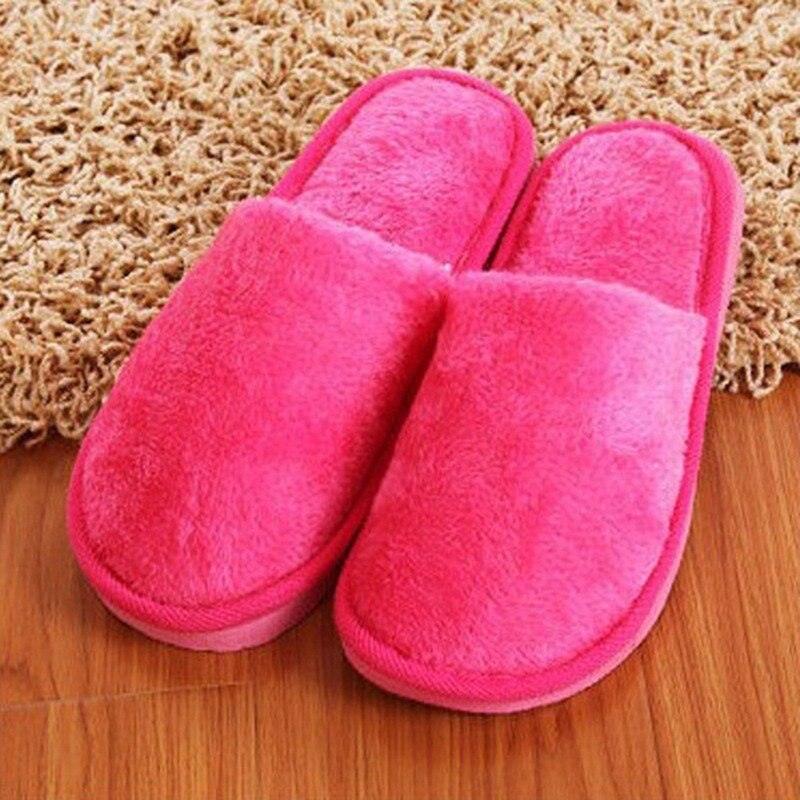 Simple Solid Soft Plush Slippers For Men And Women Winter Warm Indoor Non-slip Slippers Shoes Comfortable Memory Foam Slippers For Women's And Men's Casual House Shoes Stevvex