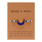 Simple Stone Charm Bracelet Colorful Black Red String Braided Couple Bracelets Wish Card Jewelry Handmade Woven Thread Rope String Nature Stone Beads Charm Bracelet Cuff Bangles With Message Card 18-30cm