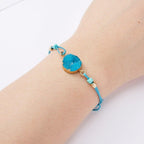 Simple Stone Charm Bracelet Colorful Black Red String Braided Couple Bracelets Wish Card Jewelry Handmade Woven Thread Rope String Nature Stone Beads Charm Bracelet Cuff Bangles With Message Card 18-30cm