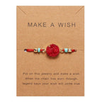Simple Stone Charm Bracelet Colorful Black Red String Braided Couple Bracelets Wish Card Jewelry Handmade Woven Thread Rope String Nature Stone Beads Charm Bracelet Cuff Bangles With Message Card 18-30cm