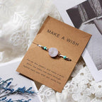Simple Stone Charm Bracelet Colorful Black Red String Braided Couple Bracelets Wish Card Jewelry Handmade Woven Thread Rope String Nature Stone Beads Charm Bracelet Cuff Bangles With Message Card 18-30cm