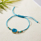 Simple Stone Charm Bracelet Colorful Black Red String Braided Couple Bracelets Wish Card Jewelry Handmade Woven Thread Rope String Nature Stone Beads Charm Bracelet Cuff Bangles With Message Card 18-30cm