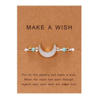 Simple Stone Charm Bracelet Colorful Black Red String Braided Couple Bracelets Wish Card Jewelry Handmade Woven Thread Rope String Nature Stone Beads Charm Bracelet Cuff Bangles With Message Card 18-30cm