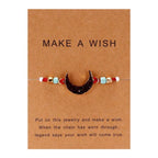 Simple Stone Charm Bracelet Colorful Black Red String Braided Couple Bracelets Wish Card Jewelry Handmade Woven Thread Rope String Nature Stone Beads Charm Bracelet Cuff Bangles With Message Card 18-30cm